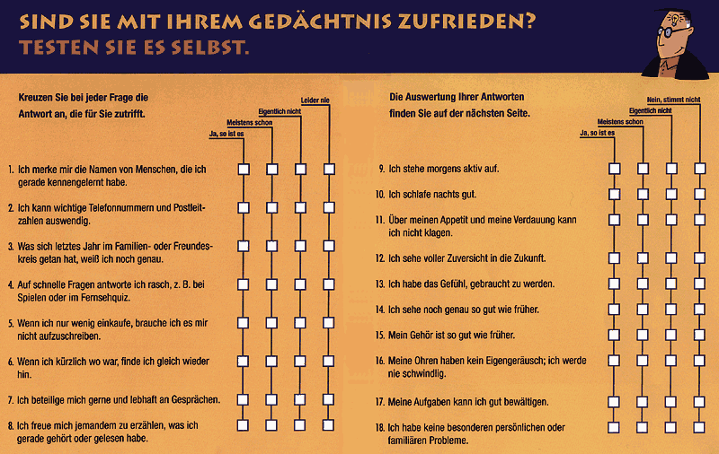 SIND SIE MIT IHREM GEDÄCHTNIS ZUFRIEDEN?